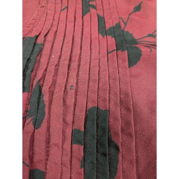 eshakti Wayward Fancies Dark Wine Red Black Floral Blouse Tunic Size XS/2 - Picture 2 of 5